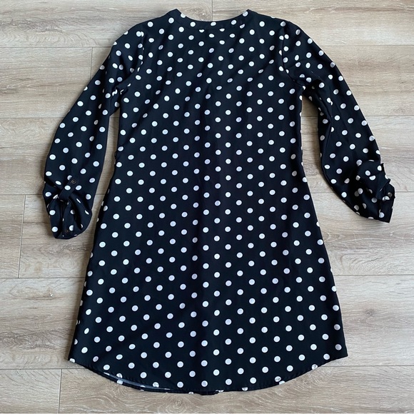 Merona dress button front pockets black white polka dot medium - Picture 2 of 6